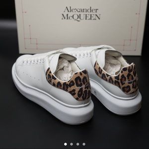 Alexander McQueen  Cheetah Leather and Suede Platform Sneakers NEW